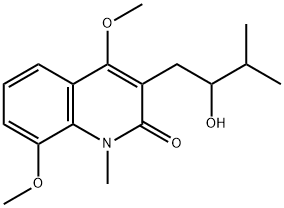 2(1H)-Quinolinone, 3-(2-hydroxy-3-methylbutyl)-4,8-dimethoxy-1-methyl- Structure