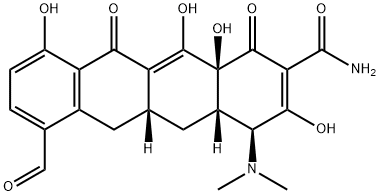 2-Naftacencarboxamide, 4-(dimethylamino)-1,4,4a,5,5a,6,11,12a-octahydro-3,10,12,12a-tetrahydroxy-7-methanoyl-1,11-dioxo-, (4S,4aS,5aR,12aS) Structure
