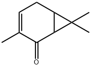 Bicyclo[4.1.0]hept-3-en-2-one, 3,7,7-trimethyl- Struktur