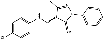 4-((4-CL-PHENYLAMINO)-METHYLENE)-5-METHYL-2-PHENYL-2,4-DIHYDRO-PYRAZOLE-3-SELONE, 109576-79-6, 结构式