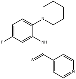 N-(2-ピペリジノ-5-フルオロフェニル)-4-ピリジンカルボチオアミド 化学構造式
