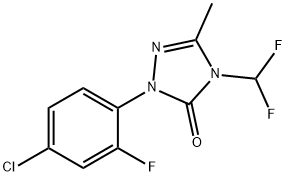 1-(4-Cl-2-fluorophenyl)-4-difluoromethyl-4,5-dihydro-3-methyl-1H-1,2,4-triazol-5-(1H)one Struktur