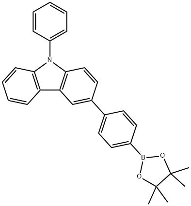 9-フェニル-3-[4-(4,4,5,5-テトラメチル-1,3,2-ジオキサボロラン-2-イル)フェニル]-9H-カルバゾール 化学構造式