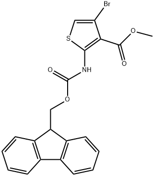 methyl 2-((((9H-fluoren-9-yl)methoxy)carbonyl)amino)-4-bromothiophene-3-carboxylate 化学構造式