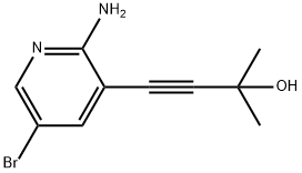 4-(2-amino-5-bromo-pyridin-3-yl)-2-methyl-but-3-yn-2-o 化学構造式