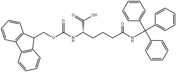 (S)-2-((((9H-芴-9-基)甲氧基)羰基)氨基)-6-氧代-6-(三苯甲基氨基)己酸, 1263046-43-0, 结构式
