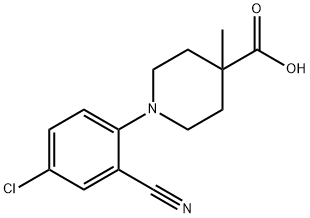 1-(4-氯-2-氰基苯基)-4-甲基哌啶-4-羧酸, 1271093-64-1, 结构式
