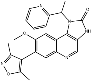 7-(3,5-dimethylisoxazol-4-yl)-8-methoxy-1-(1-(pyridin-2-yl)ethyl)-1H-imidazo[4,5-c]quinolin-2(3H)-one Structure
