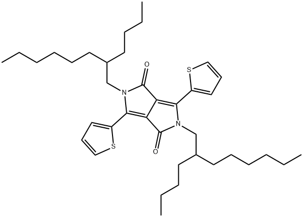 2,5-二(2-丁基辛基)-3,6-二(2-噻吩基)-2,5-二氢吡咯并[3,4-C]吡咯-1,4-二酮,1354631-87-0,结构式