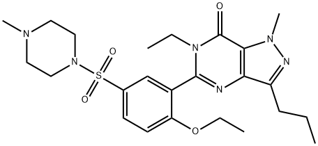 7H-Pyrazolo[4,3-d]pyrimidin-7-one, 5-[2-ethoxy-5-[(4-methyl-1-piperazinyl)sulfonyl]phenyl]-6-ethyl-1,6-dihydro-1-methyl-3-propyl- Structure