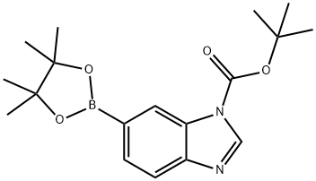 叔丁基6-(4,4,5,5-四甲基-1,3,2-二氧杂硼烷-2-基)-1H-苯并[D]咪唑-1-羧酸叔丁酯 结构式