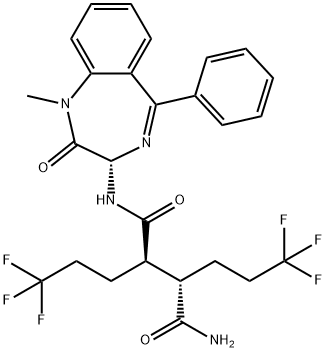 (2R,3S)-N-(1-メチル-2-オキソ-5-フェニル-2,3-ジヒドロ-1H-1,4-ベンゾジアゼピン-3-イル)-2,3-ジ(3,3,3-トリフルオロプロピル)ブタンジアミド 化学構造式