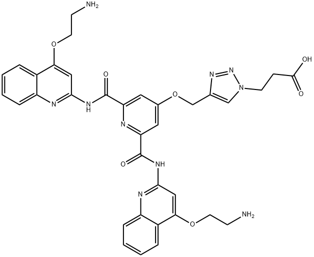 1H-1,2,3-Triazole-1-propanoic acid, 4-[[[2,6-bis[[[4-(2-aminoethoxy)-2-quinolinyl]amino]carbonyl]-4-pyridinyl]oxy]methyl]- Structure