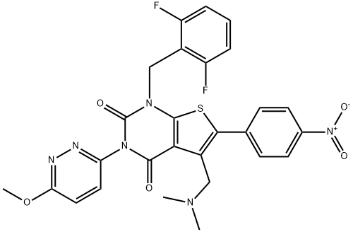 1589503-96-7 1-(2,6-二氟苄基)-5-[(二甲基氨基)甲基]-3-(6-甲氧基 - 3-哒嗪基)-6-(4-硝基苯基)-噻吩并[2,3-D]嘧啶-2,4(1H,3H)-二酮