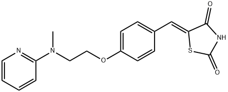 Rosiglitazone Related Compound A (25 mg) ((5Z)-5-{[4-({2-[methyl(2-pyridinyl)amino]ethyl}oxy)phenyl]methylidene}-1,3-thiazolidine-2,4-dione) 化学構造式
