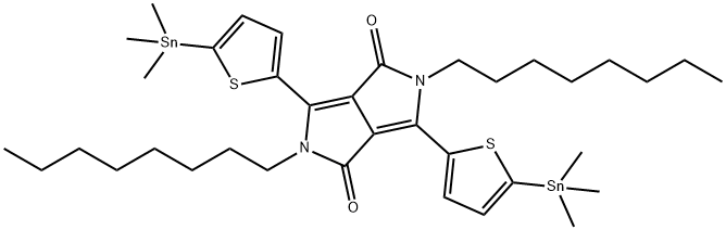 2,5-二辛基-3,6-双(5-(三甲基锡基)-噻吩-2-基)吡咯并[3,4-C]吡咯-1,4(2H,5H)-二酮, 1613705-06-8, 结构式