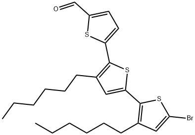 [2,2':5',2''-Terthiophene]-5-carboxaldehyde, 5''-bromo-3',3''-dihexyl- Structure
