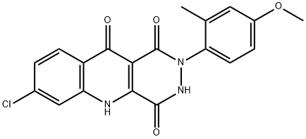 7-CHLORO-2,3-DIHYDRO-2-(4-METHOXY-2-METHYLPHENYL)PYRIDAZINO [4,5-B] QUINOLINE-1,4,10(5H)TRIONE, 170142-20-8, 结构式