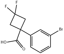 Cyclobutanecarboxylic acid, 1-(3-bromophenyl)-3,3-difluoro- Structure