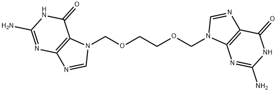 Acyclovir Impurity I: 7,9'-[Ethylene-bis(oxymethylene)] Bis (2-amino-1-9-dihydro-6H-purin-6-one) 化学構造式