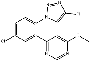 4-[5-氯-2-(4-氯-1H-1,2,3-三唑-1-基)苯基]-6-甲氧基嘧啶, 1802430-54-1, 结构式