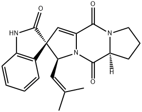 Spiro[5H,10H-dipyrrolo[1,2-a:1',2'-d]pyrazine-2(3H),3'-[3H]indole]-2',5,10(1'H)-trione, 5a,6,7,8-tetrahydro-3-(2-methyl-1-propen-1-yl)-, (2S,3S,5aS)- Struktur