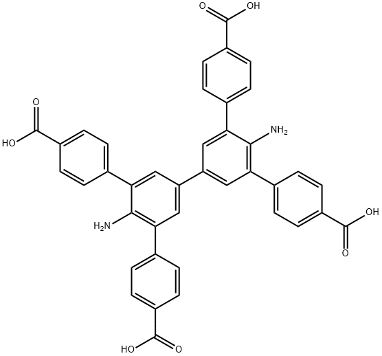 [1,1':3',1'':3'',1'''-Quaterphenyl]-4,4'''-dicarboxylic acid, 4'',6'-diamino-5',5''-bis(4-carboxyphenyl)- Structure