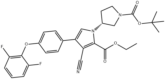 1858207-14-3 1H-Pyrrole-2-carboxylic acid, 3-cyano-4-[4-(2,6-difluorophenoxy)phenyl]-1-[(3R)-1-[(1,1-dimethylethoxy)carbonyl]-3-pyrrolidinyl]-, ethyl ester