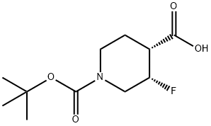 (3S,4R)-1-(tert-butoxycarbonyl)-3-fluoropiperidine-4-carboxylic acid (enantioMer b,87% e.e) Structure