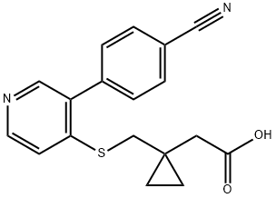 Cyclopropaneacetic acid, 1-[[[3-(4-cyanophenyl)-4-pyridinyl]thio]methyl]- Struktur