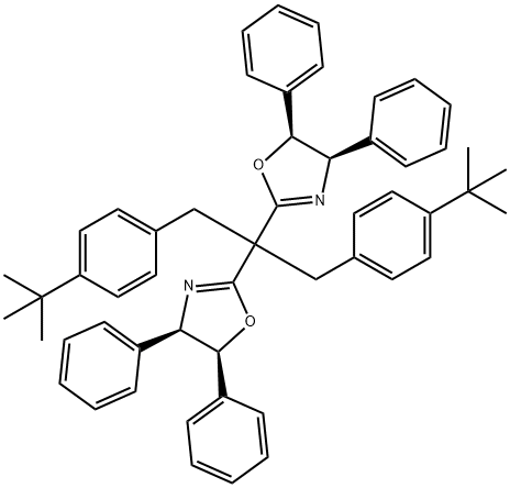 (4R,4'R,5S,5'S)-2,2'-(1,3-双(4-(叔丁基)苯基)丙烷-2,2-二基)双(4,5-二苯基-4,5-二氢噁唑),1908437-58-0,结构式