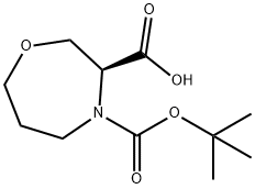 1,4-Oxazepine-3,4(5H)-dicarboxylic acid, tetrahydro-, 4-(1,1-dimethylethyl) ester, (3S)- Structure