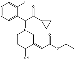 (2E)-2-[1-[2-Cyclopropyl-1-(2-fluorophenyl)-2-oxoethyl]-4-hydroxy-3-piperidinylidene]acetic Acid Ethyl Ester  (Mixture of Diastereomers) Struktur