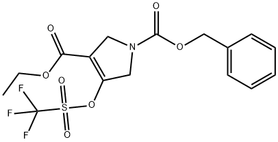 1H-Pyrrole-1,3-dicarboxylic acid, 2,5-dihydro-4-[[(trifluoromethyl)sulfonyl]oxy]-, 3-ethyl 1-(phenylmethyl) ester Structure
