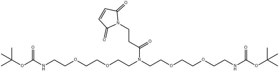N-马来酰亚胺-N-BIS(二聚乙二醇-NH-叔丁氧羰基), 2128735-26-0, 结构式