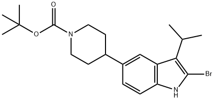 叔丁基4-(2-溴-3-异丙基-1H-吲哚-5-基)哌啶-1-羧酸酯 结构式