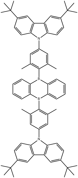 5,10-双(4-(3,6-二叔丁基-9H-咔唑-9-基)-2,6-二甲基苯基)-5,10-二氢硼蒽, 2171334-46-4, 结构式