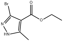 3-溴-5-甲基-1H-吡唑-4-羧酸乙酯 结构式