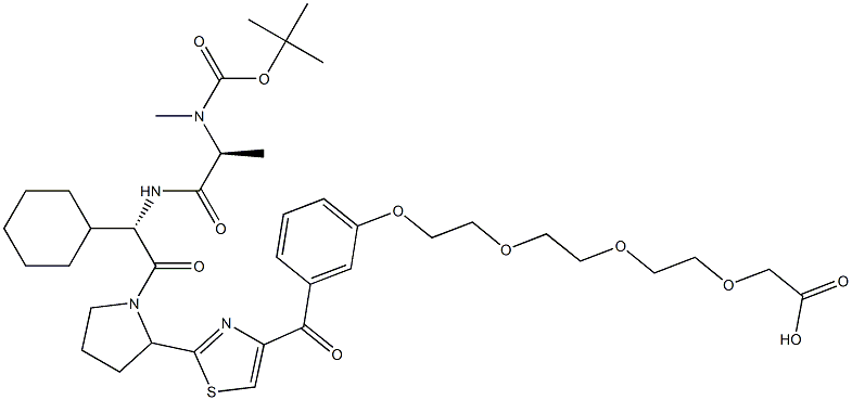 Acetic acid, 2-[2-[2-[2-[3-[[2-[(2S)-1-[(2S)-2-cyclohexyl-2-[[(2S)-2-[[(1,1-dimethylethoxy)carbonyl]methylamino]-1-oxopropyl]amino]acetyl]-2-pyrrolidinyl]-4-thiazolyl]carbonyl]phenoxy]ethoxy]ethoxy]ethoxy]- Structure