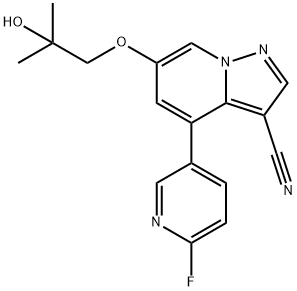 4-(6-Fluoropyridin-3-yl)-6-(2-hydroxy-2-methylpropoxy)pyrazolo[1,5-a]pyridine-3-carbonitrile Structure