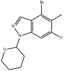 4-溴-6-氟-5-甲基-1-(四氢-2H-吡喃-2-基)-1H吲唑, 2241720-67-0, 结构式
