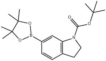 1H-Indole-1-carboxylic acid, 2,3-dihydro-6-(4,4,5,5-tetramethyl-1,3,2-dioxaborolan-2-yl)-, 1,1-dimethylethyl ester Structure