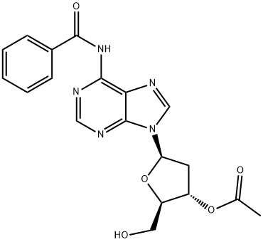 Adenosine, N-benzoyl-2'-deoxy-, 3'-acetate Structure