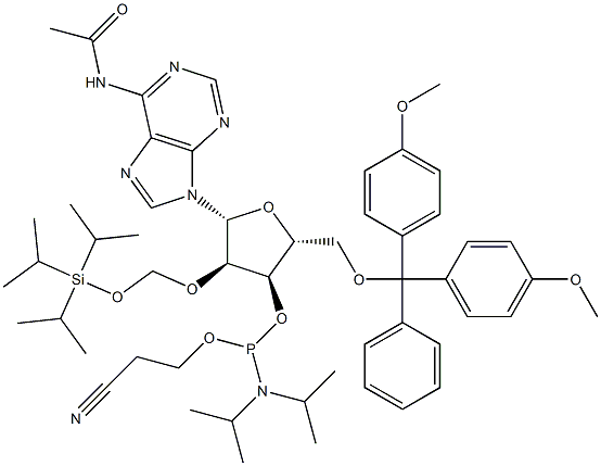 N-乙酰基-5'-O-DMT-2'-O - [[[[三(1-甲基乙基)甲硅烷基]氧基]甲基] - 腺苷3'-CE亚磷酰胺,253586-13-9,结构式