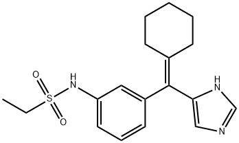 N-[3-[シクロヘキシリデン(1H-イミダゾール-4-イル)メチル]フェニル]エタンスルホンアミド 化学構造式
