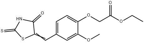 [2-甲氧基-4-[(4-氧代-2-硫代-5-噻唑烷亚基)甲基]苯氧基]乙酸乙酯,310456-65-6,结构式