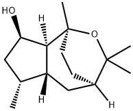 (1S,5aβ,8aα)-1,3,3,6α-テトラメチルオクタヒドロ-1α,4α-エタノ-1H-シクロペンタ[c]オキセピン-8β-オール 化学構造式