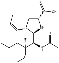 D-Proline, 5-[(1R,2S)-1-(acetylamino)-2-methoxy-2-methylpentyl]-4-(1Z)-1-propen-1-yl-, (4S,5R)- Structure