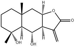 4alpha,6alpha-Dihydroxyeudesm-11(13)-en-12,8beta-olide Structure
