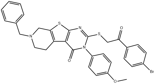 7-benzyl-2-[2-(4-bromophenyl)-2-oxoethyl]sulfanyl-3-(4-methoxyphenyl)-6,8-dihydro-5H-pyrido[2,3]thieno[2,4-b]pyrimidin-4-one Structure
